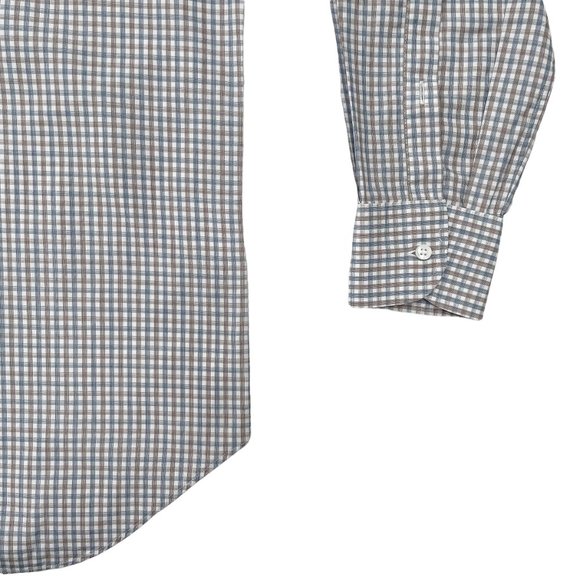 Loro Piana Cotton Striped Dress Shirt - Blue Brown | Med - Picture 6 of 11